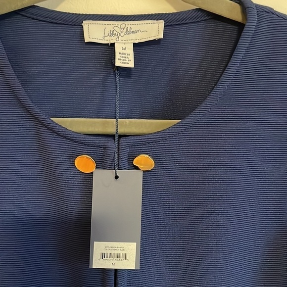 NEW Libby Edelman Captain Jacket Blue Gold Button Long Sleeve Ribbed Medium - Picture 6 of 14